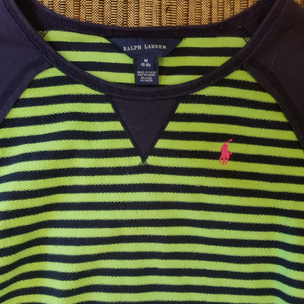 Ralph Lauren Lime and Blue Stripped Top